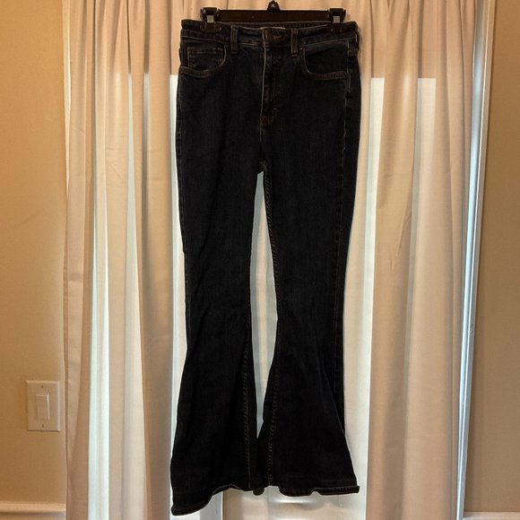 Free People Jeans 27 Blue Dark Wash Flare Leg